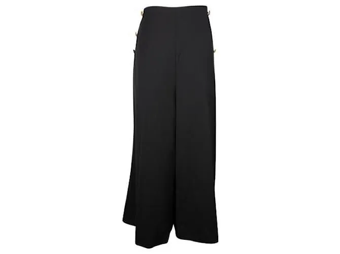 Pantalones anchos negros con botones dorados de Lanvin 