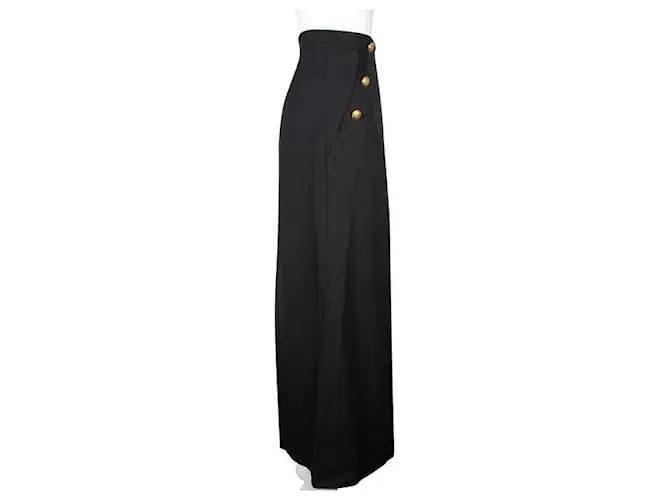 Pantalones anchos negros con botones dorados de Lanvin 