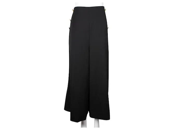 Pantalones anchos negros con botones dorados de Lanvin 