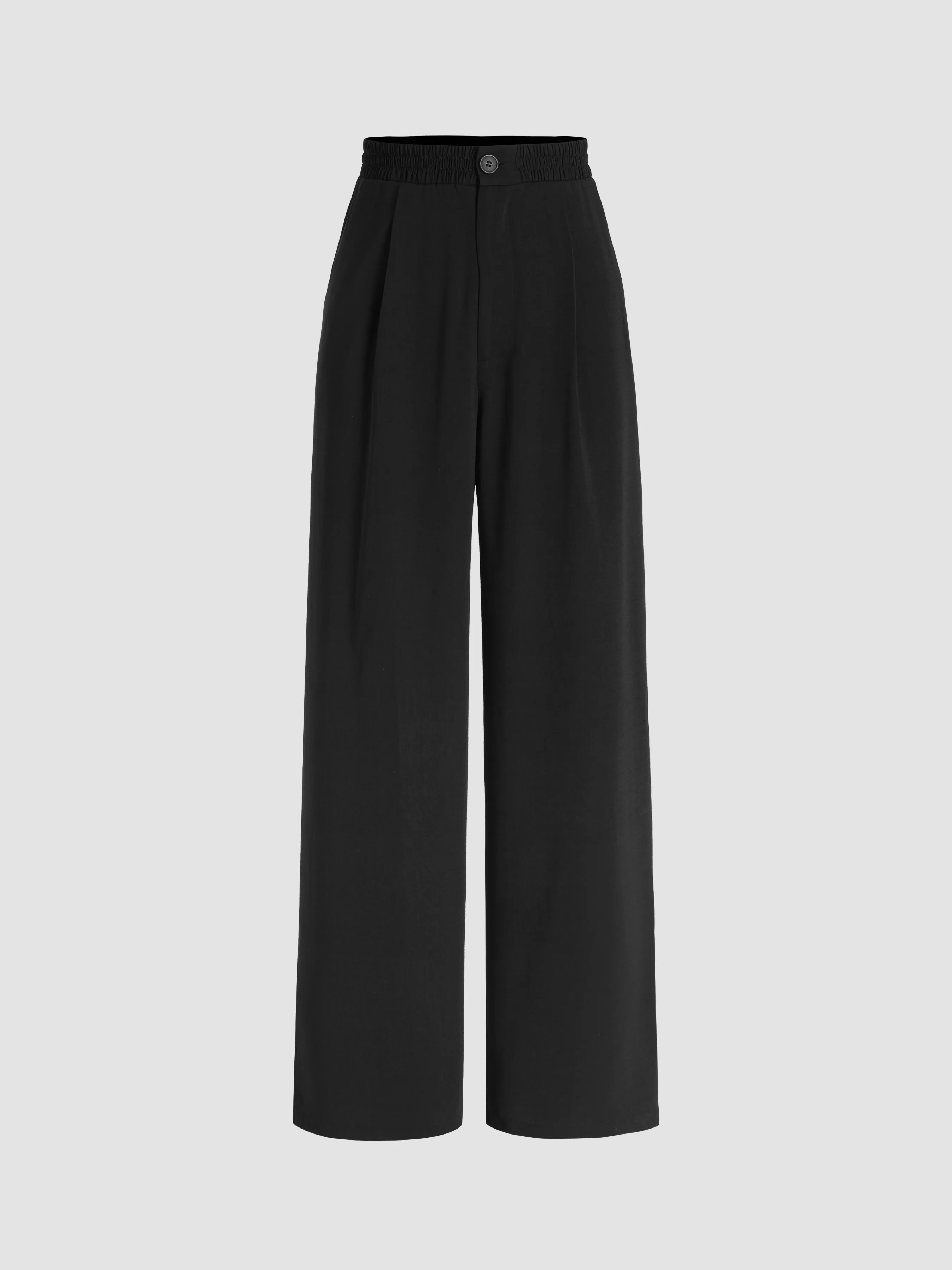  Pantalones Anchos Plisados de Cintura Alta Sólidos