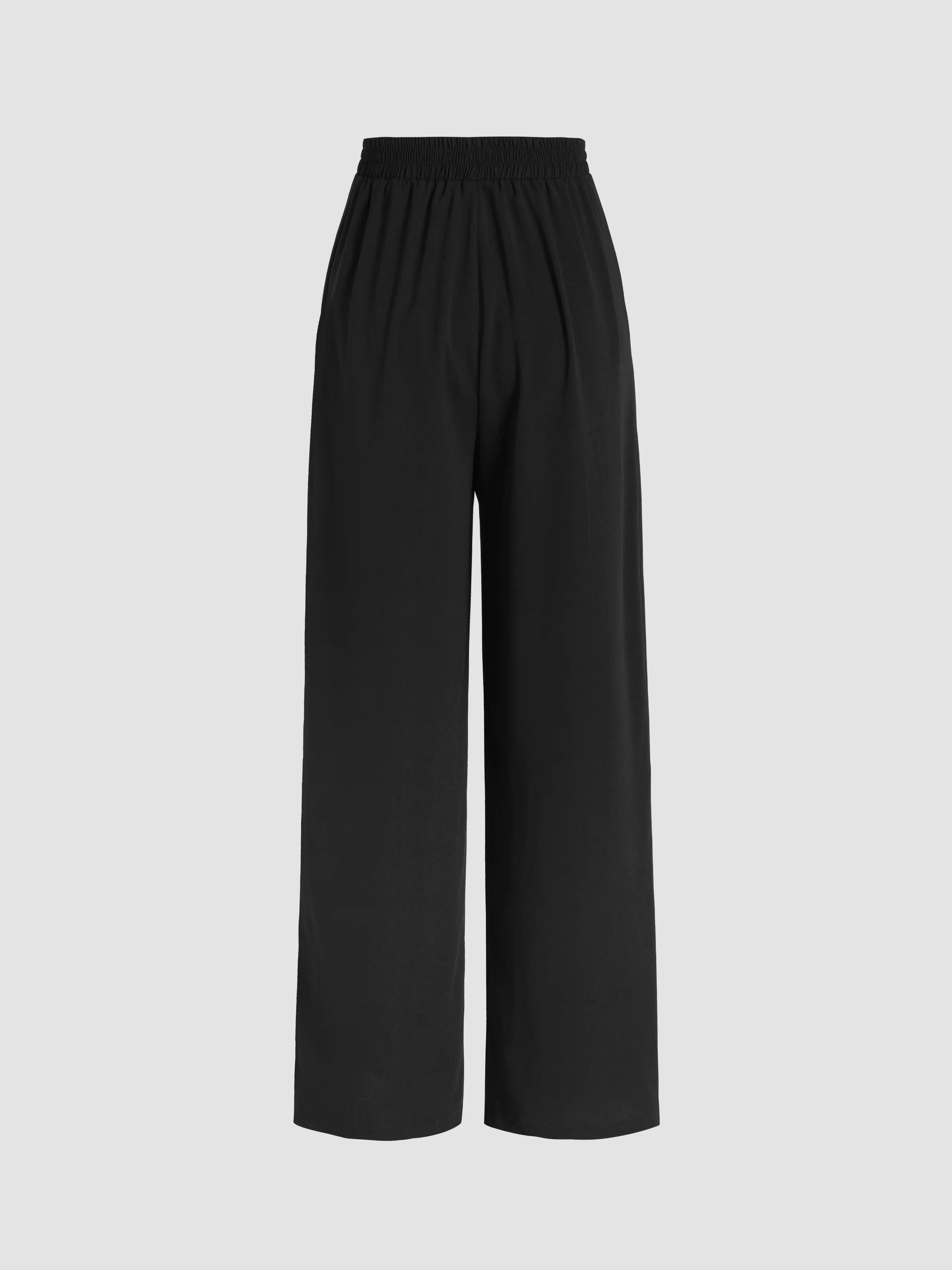  Pantalones Anchos Plisados de Cintura Alta Sólidos
