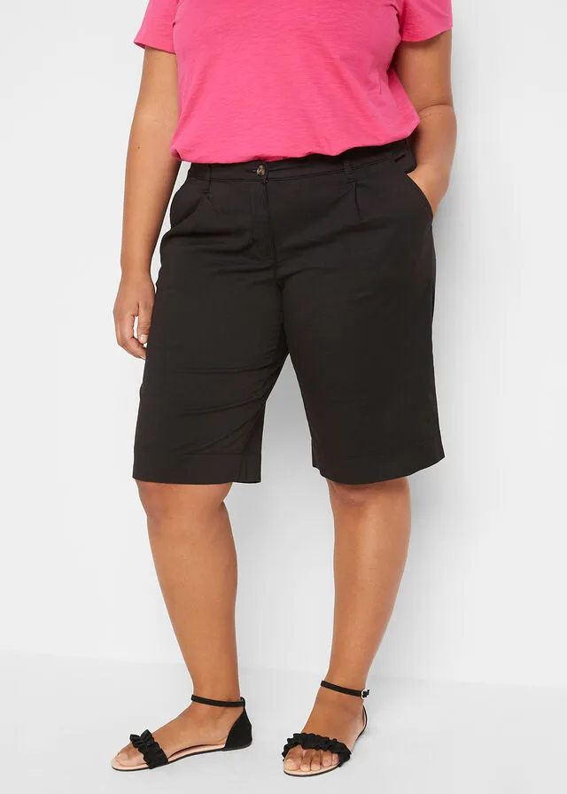 Pantalones cortos anchos de sarga Beige tiza