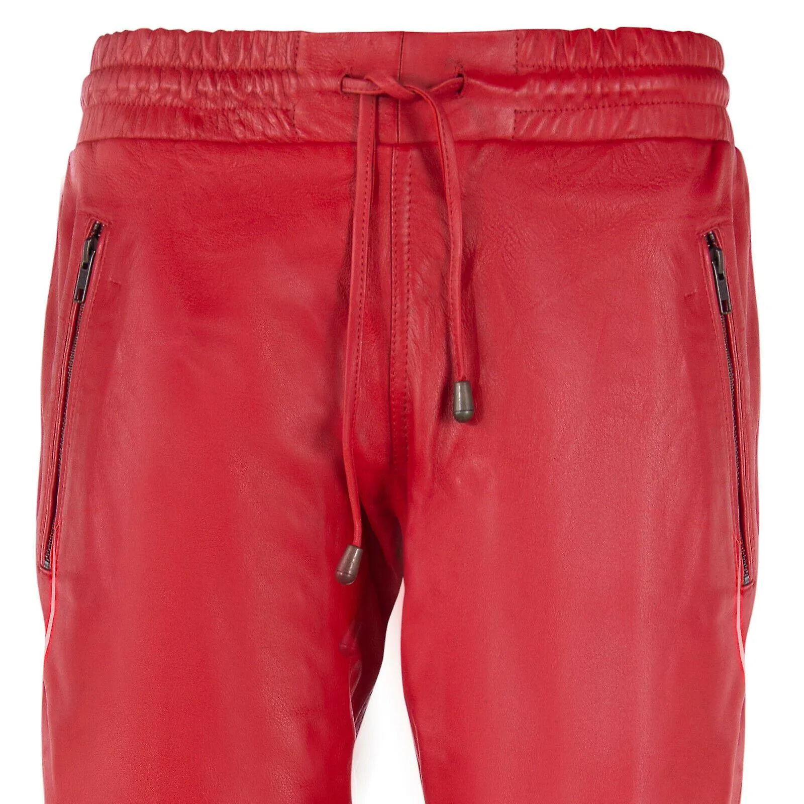 Pantalones de cuero para hombre Pantalones rojos Jogging Bottom