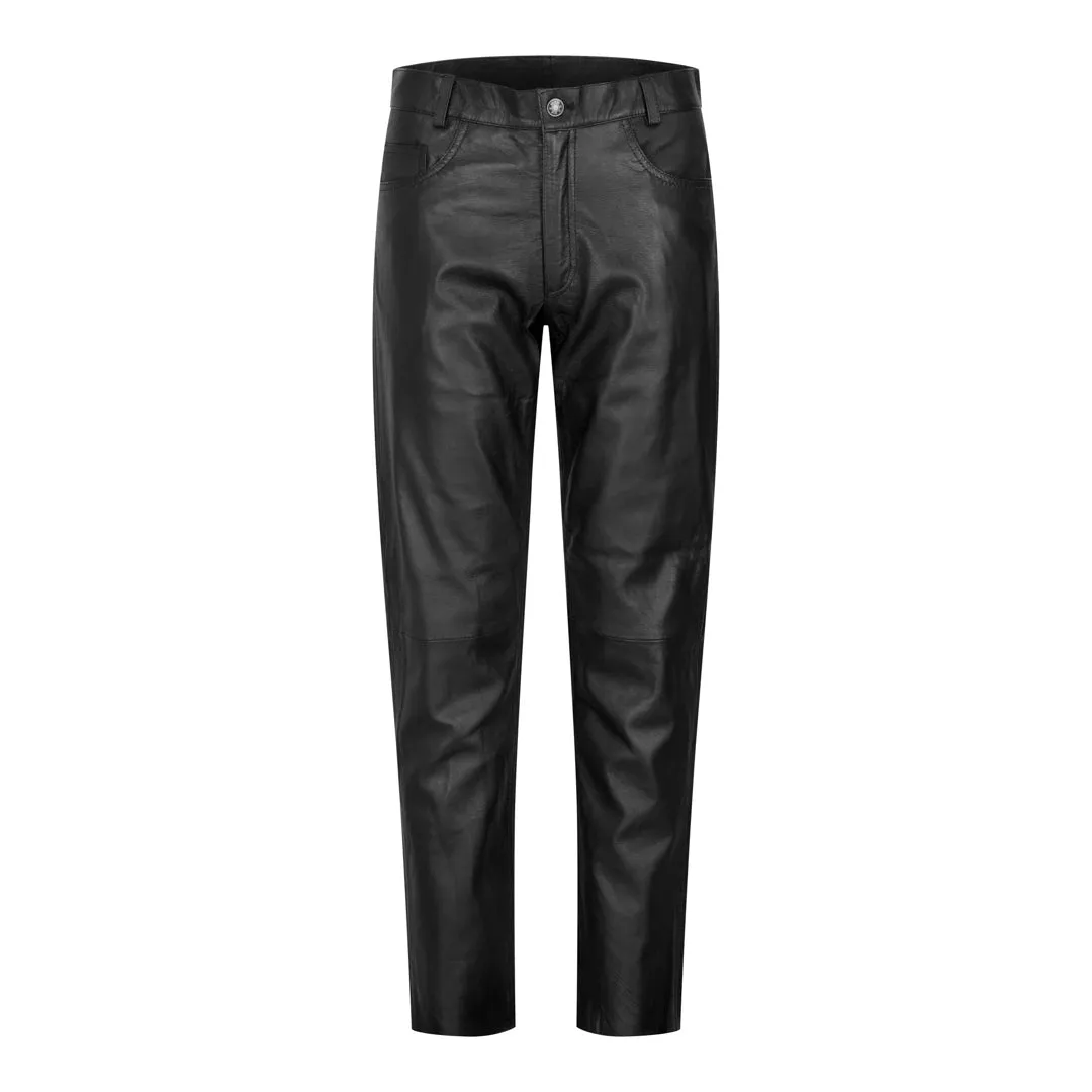 Pantalones de cuero reales de mujer pantalones casuales retro 1980 vintage negro