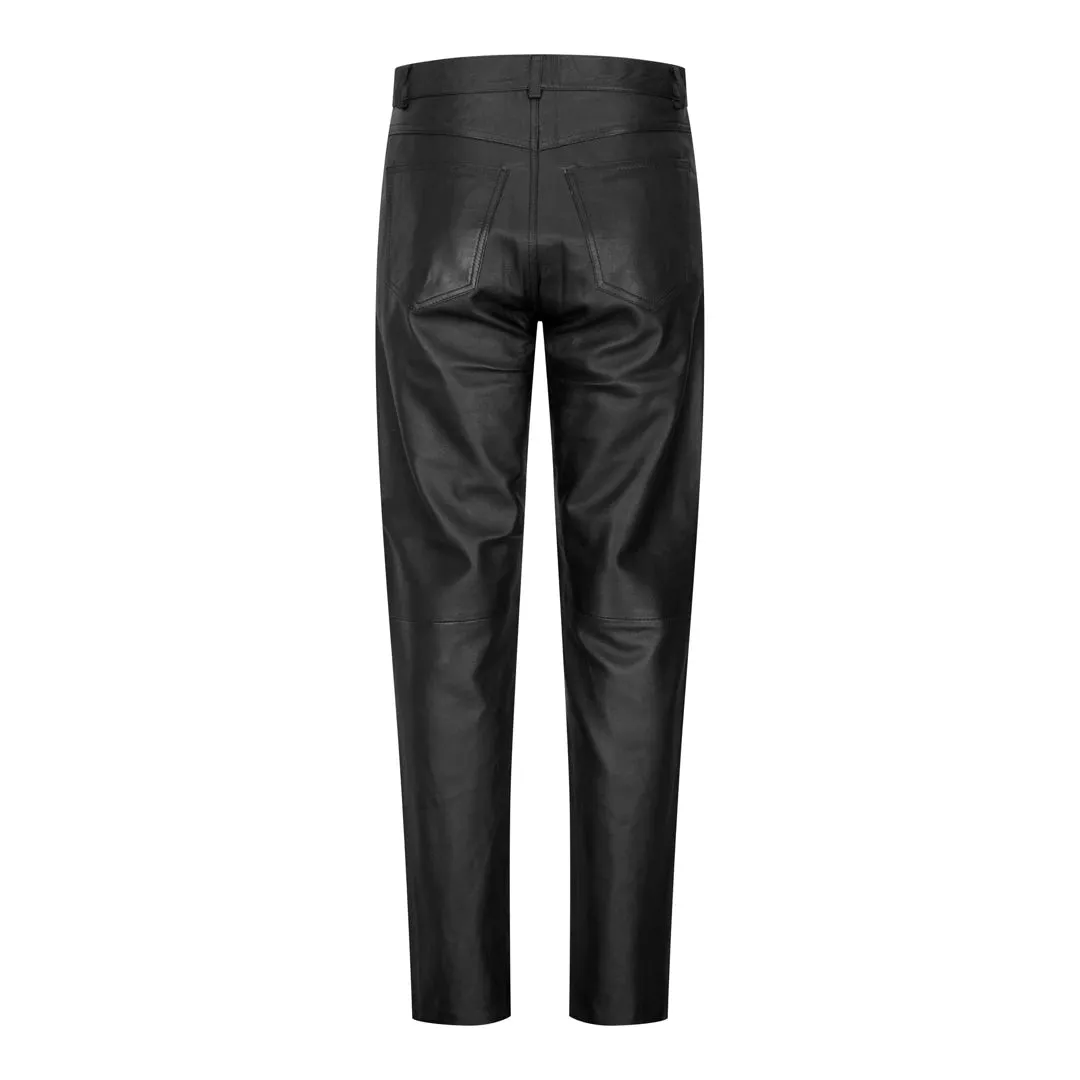 Pantalones de cuero reales de mujer pantalones casuales retro 1980 vintage negro