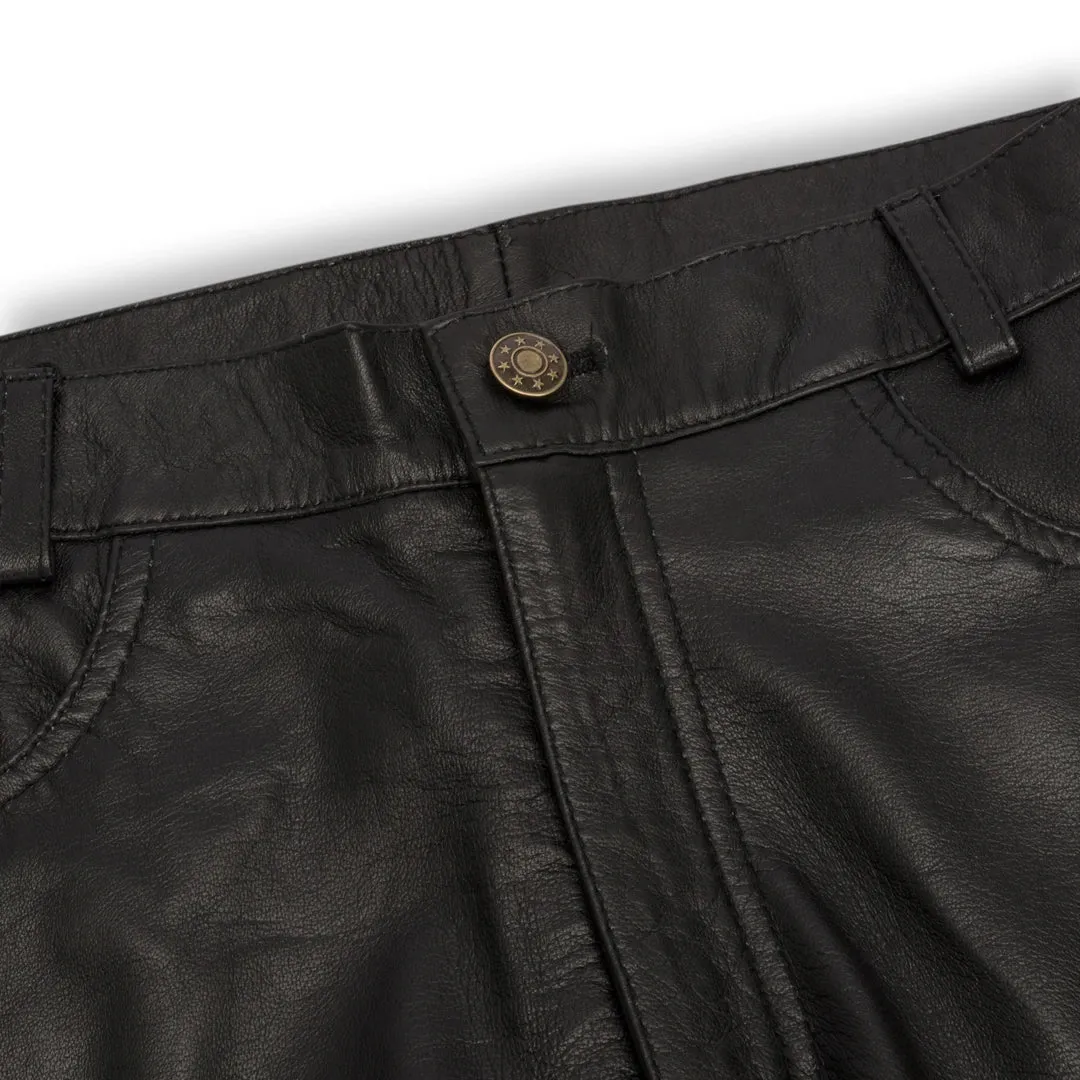 Pantalones de cuero reales de mujer pantalones casuales retro 1980 vintage negro