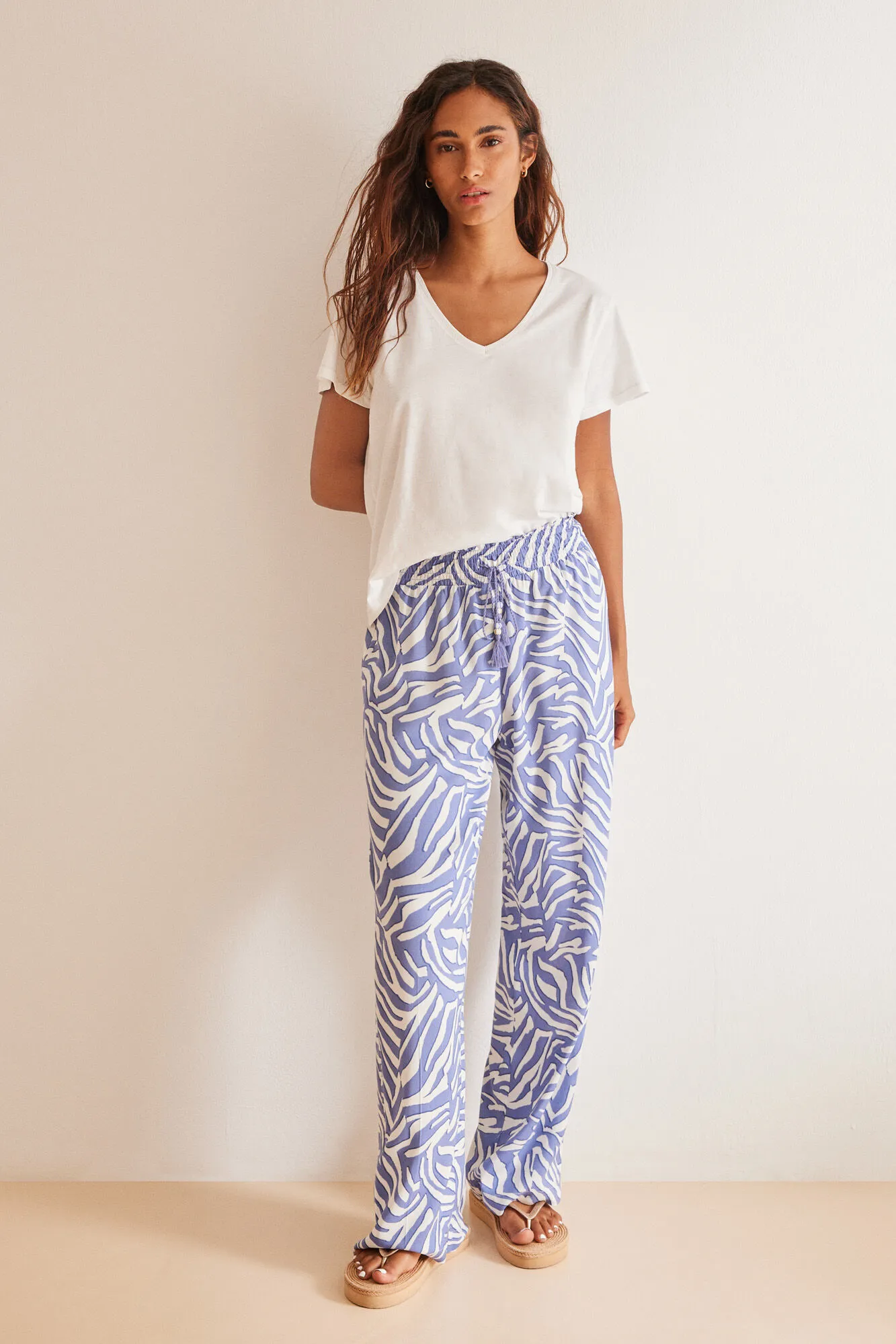 Pantalones estampado cebra azul
