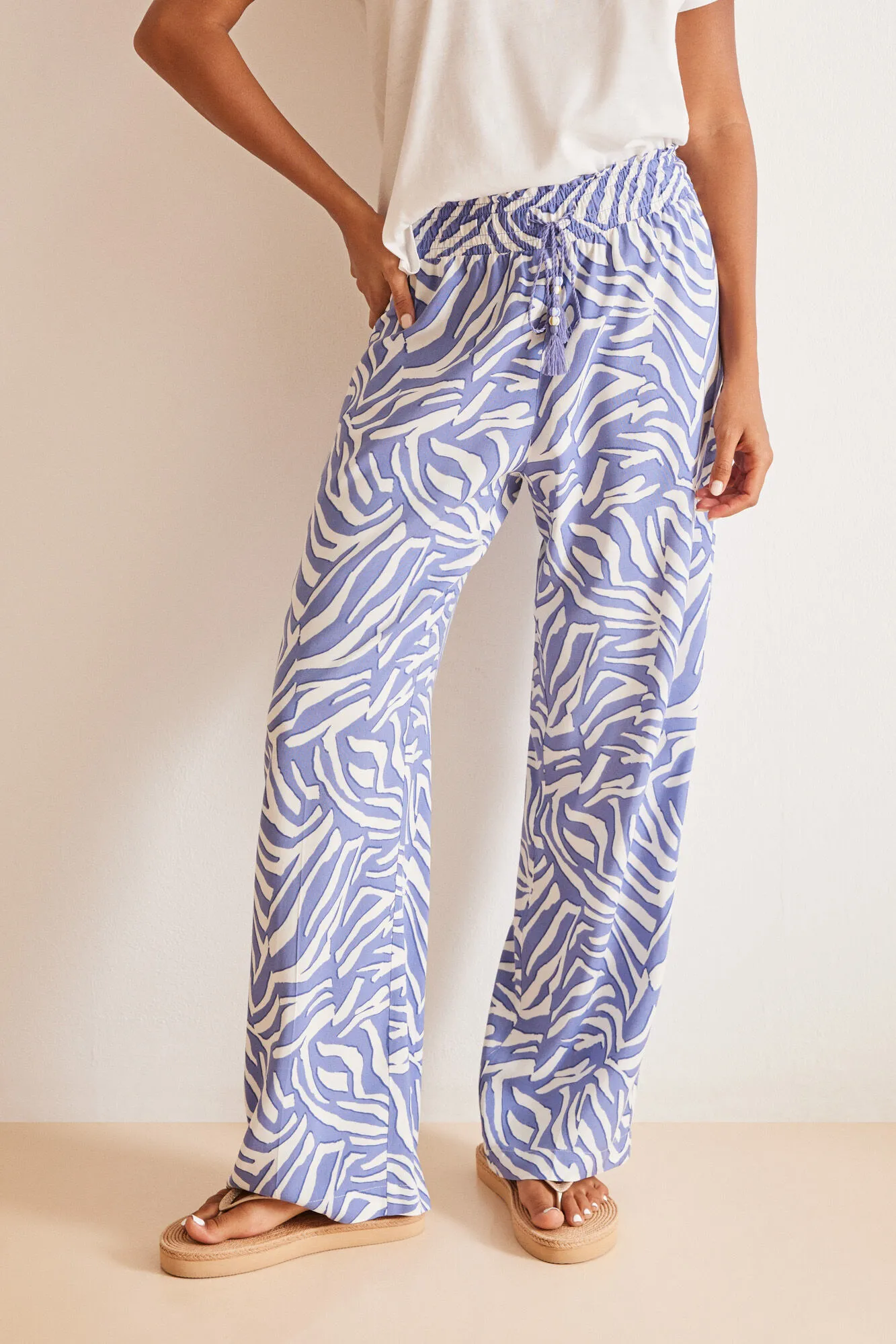 Pantalones estampado cebra azul