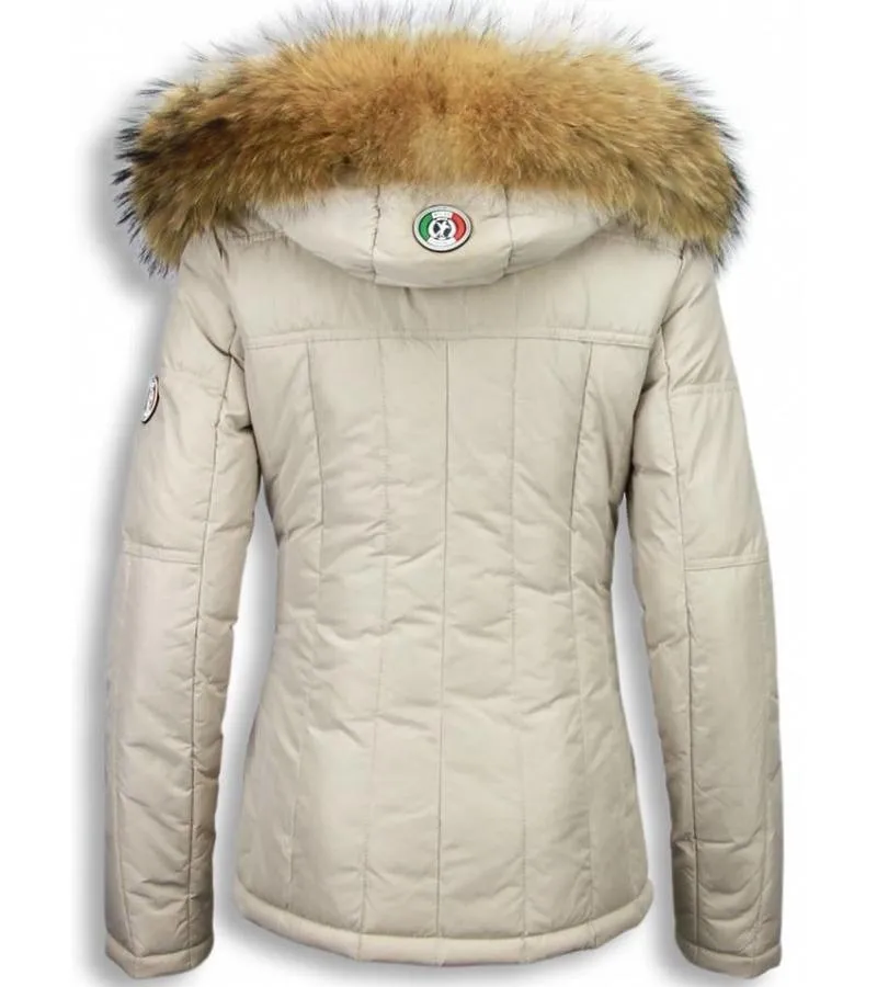 PARKAS MUJER  SEñORA ABRIGOS DE INVIERNO CORTO  BEIGE