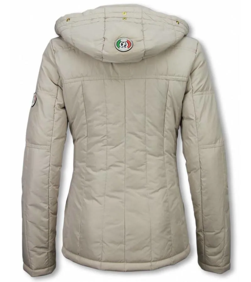 PARKAS MUJER  SEñORA ABRIGOS DE INVIERNO CORTO  BEIGE