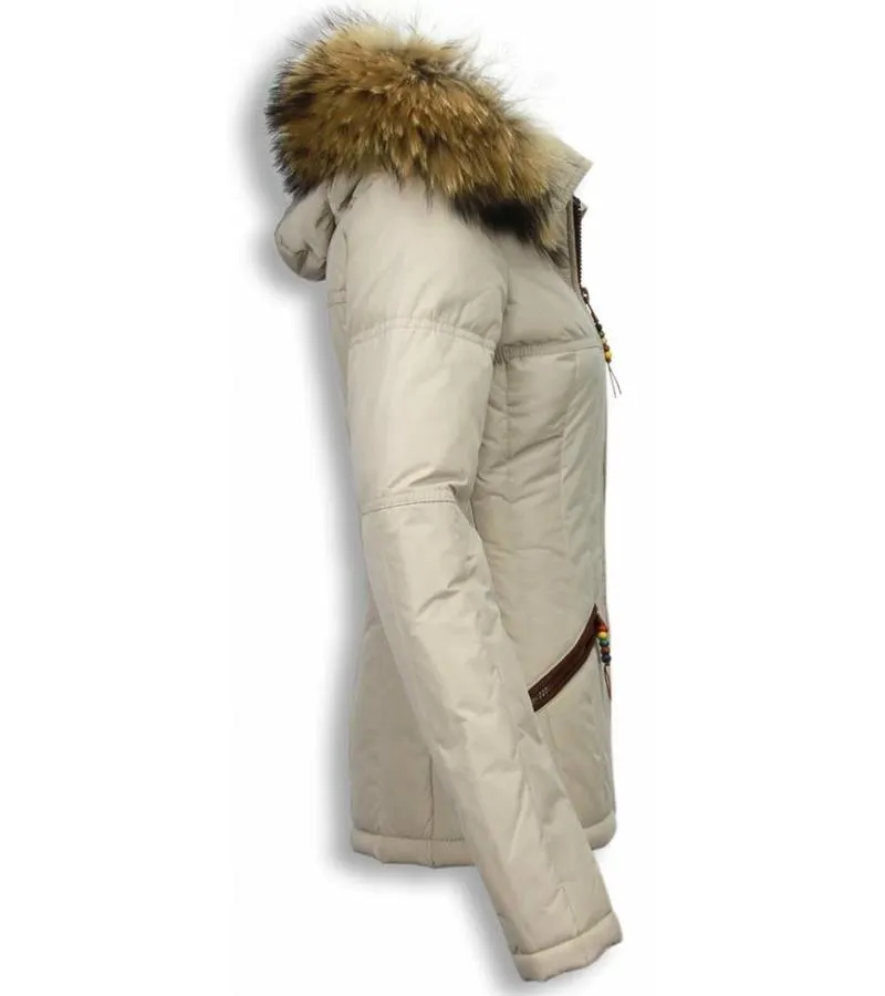 PARKAS MUJER  SEñORA ABRIGOS DE INVIERNO CORTO  BEIGE