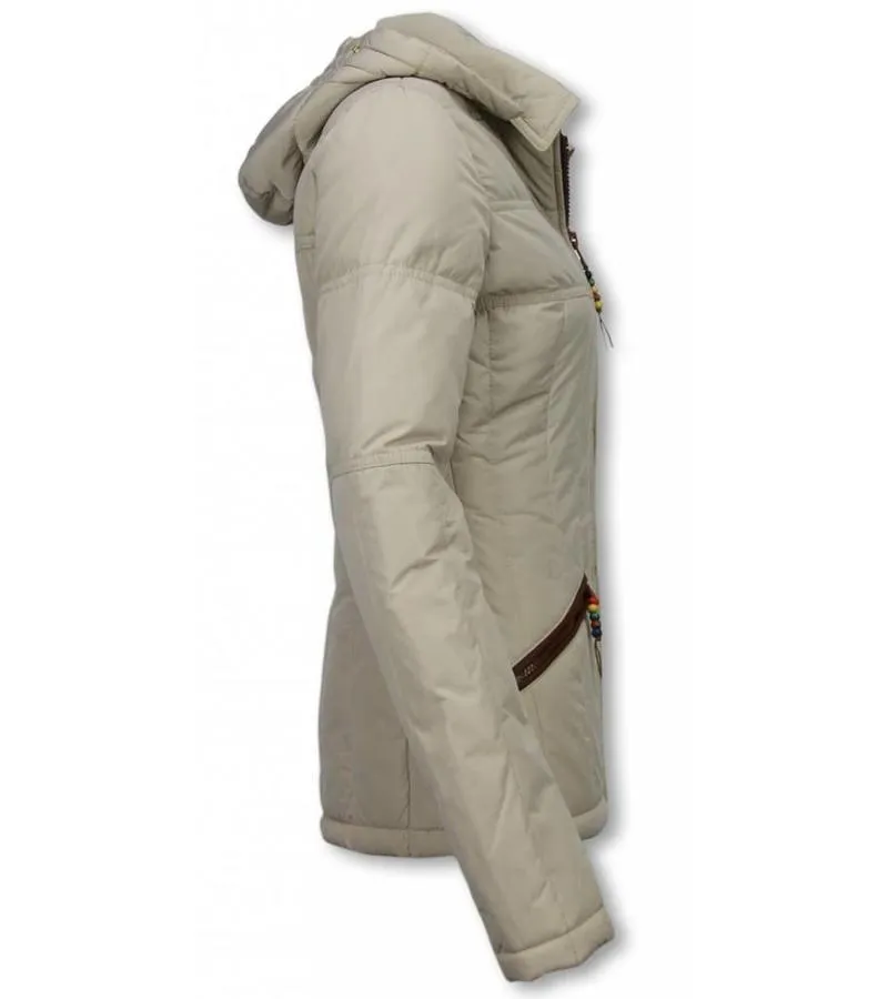 PARKAS MUJER  SEñORA ABRIGOS DE INVIERNO CORTO  BEIGE