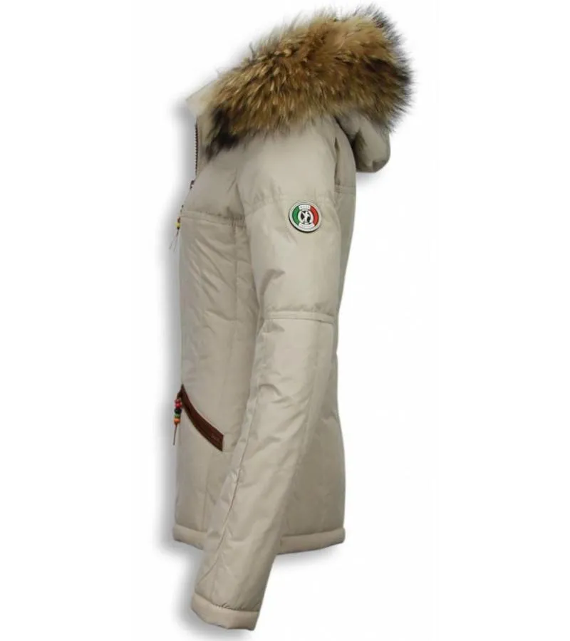 PARKAS MUJER  SEñORA ABRIGOS DE INVIERNO CORTO  BEIGE