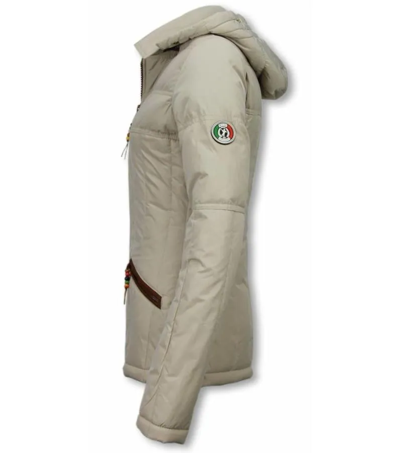 PARKAS MUJER  SEñORA ABRIGOS DE INVIERNO CORTO  BEIGE