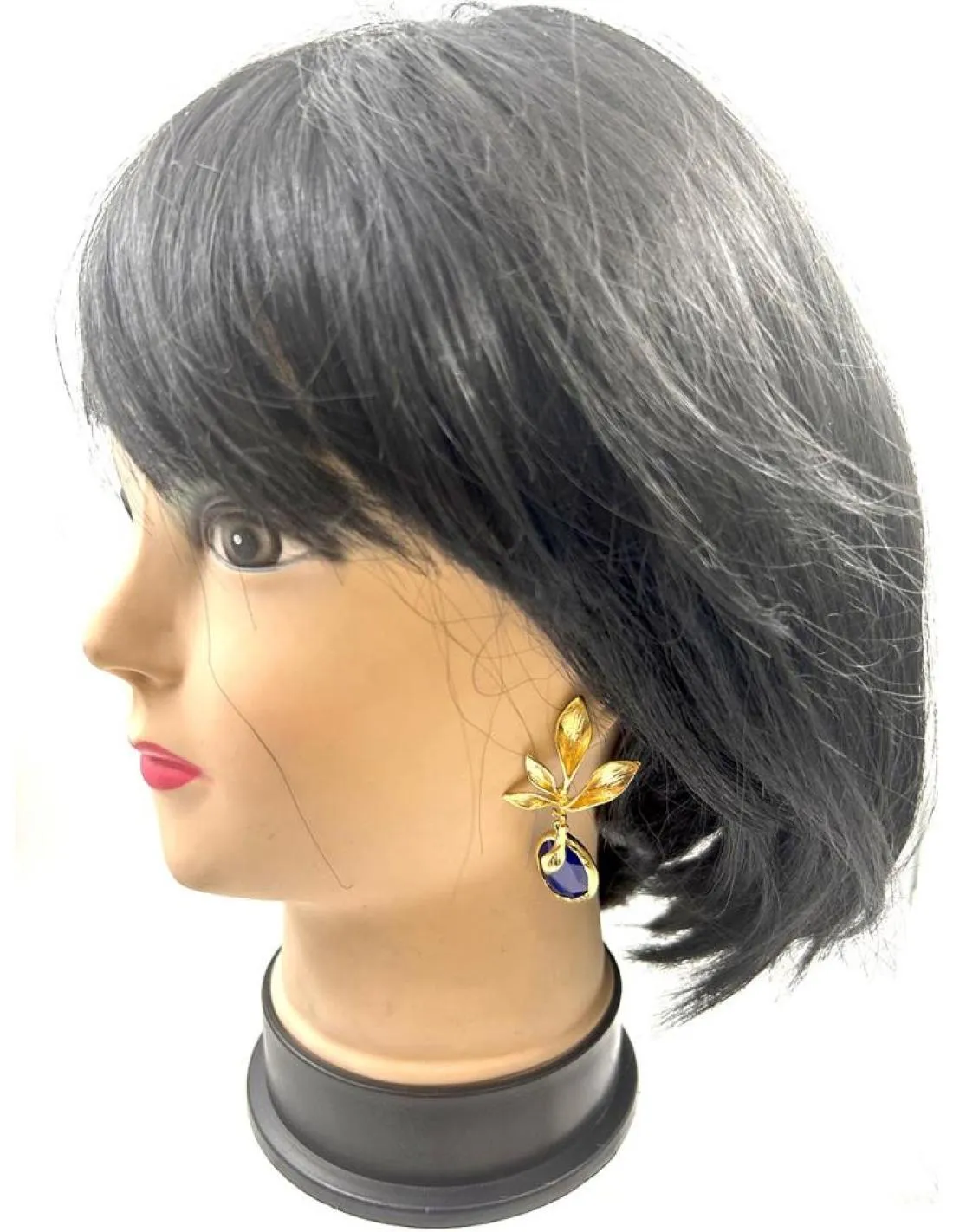 PENDIENTES BODA DE PIEDRAS AZULONAS Y DORADOS MUY ELEGANTES