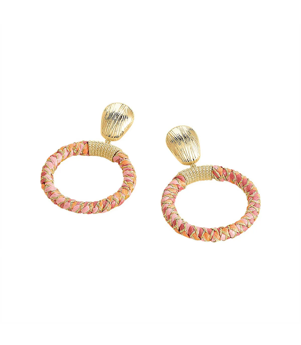 PENDIENTES COLGANTES AGATHA PARIS RAFIA ARAO ROSA Y BAñO ORO  2380579315TU