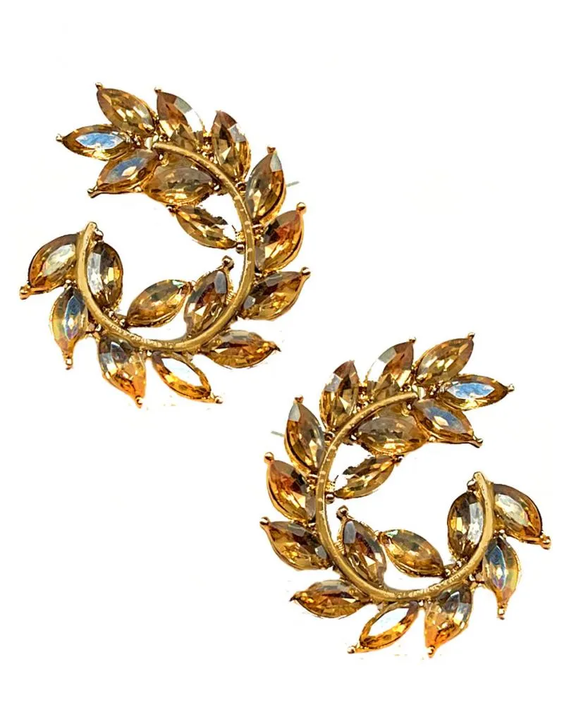 PENDIENTES DE CRISTAL DE FIESTA CON DISEÑO SEMICIRCULAR