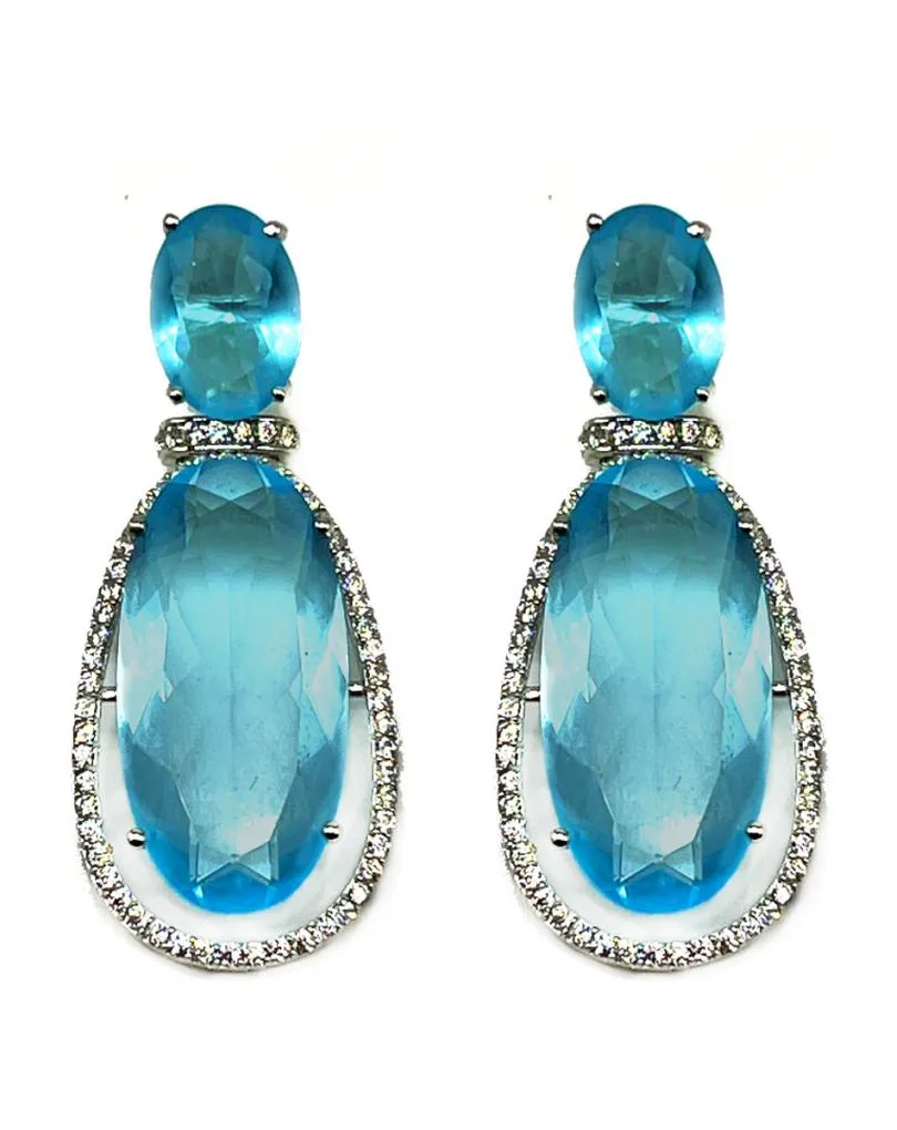 PENDIENTES DE PLATA AZULES JOYAS ELEGANTES PARA BODA
