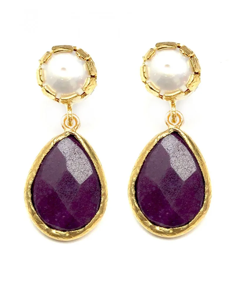 PENDIENTES ELEGANTES MUJER DE PIEDRAS GRANATES ALTA BISUTERIA ONLINE