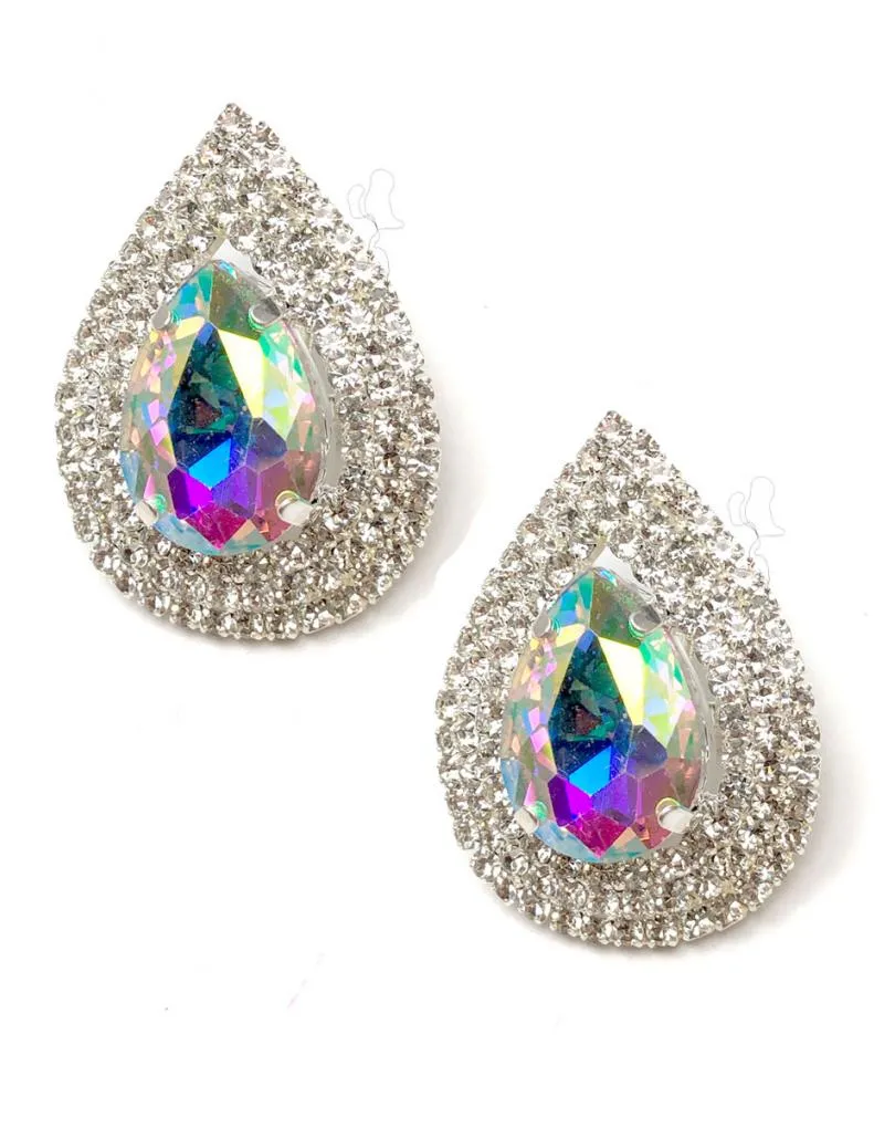 PENDIENTES ELEGANTES PARA BODAS DISEÑO DE GOTA CON CIERRE OMEGA
