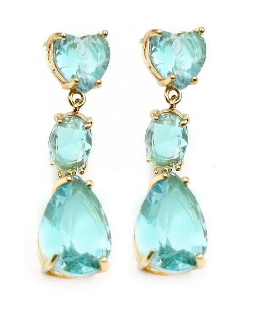 PENDIENTES LARGOS AZULES AGUAMARINA MUY ELEGANTES PARA BODAS Y EVENTOS