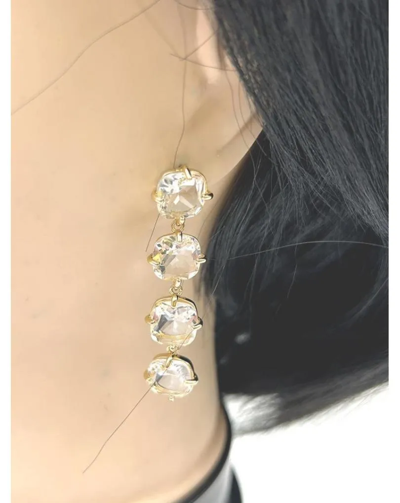 PENDIENTES LARGOS DE CRISTAL MUY ELEGANTES ALTA CALIDAD PARA BODAS