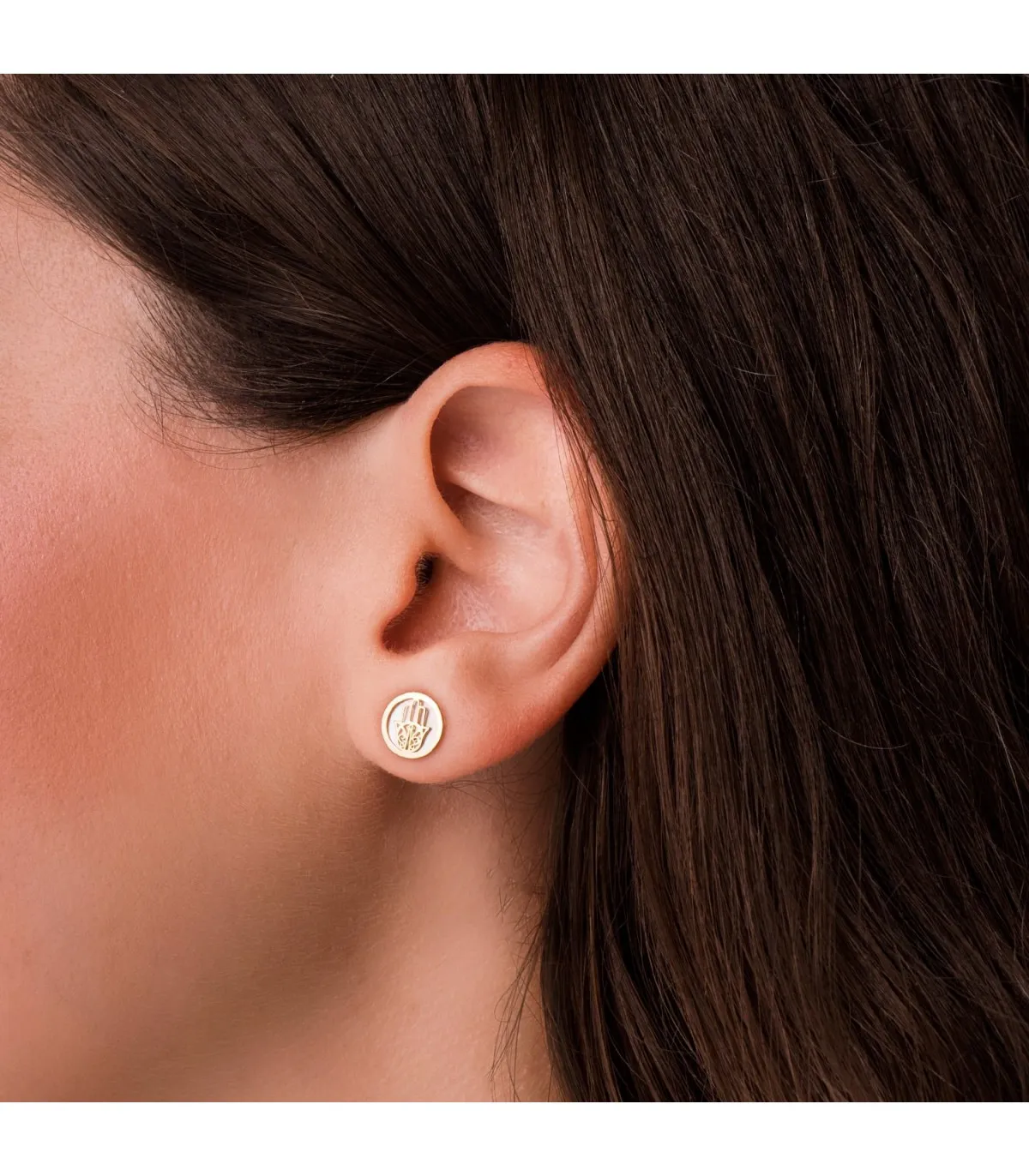 Pendientes oro amarillo 18k mano de fátima de nácar