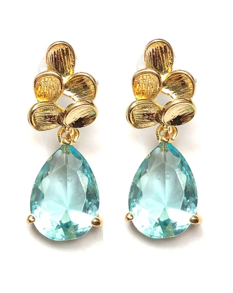 PENDIENTES PEQUEÑOS Y ELEGANTES CON FINA LAGRIMA AGUAMARINA