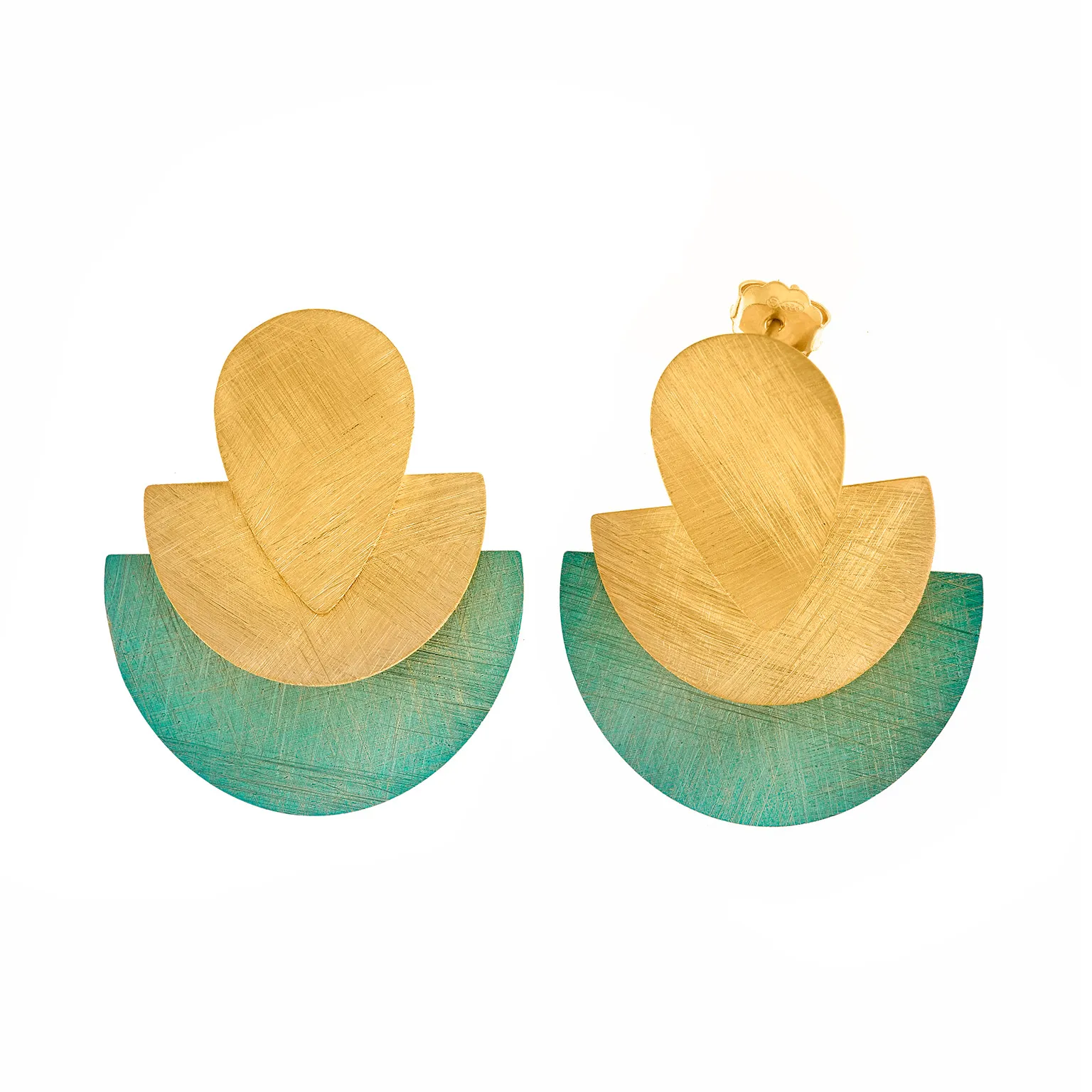 Pendientes Plata chapada con Esmalte verde