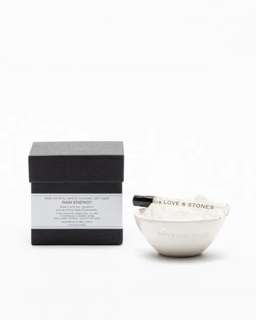 Piedras difusoras Love & Stones Raw Energy Crystal Ceramic Diffuser Blanco
