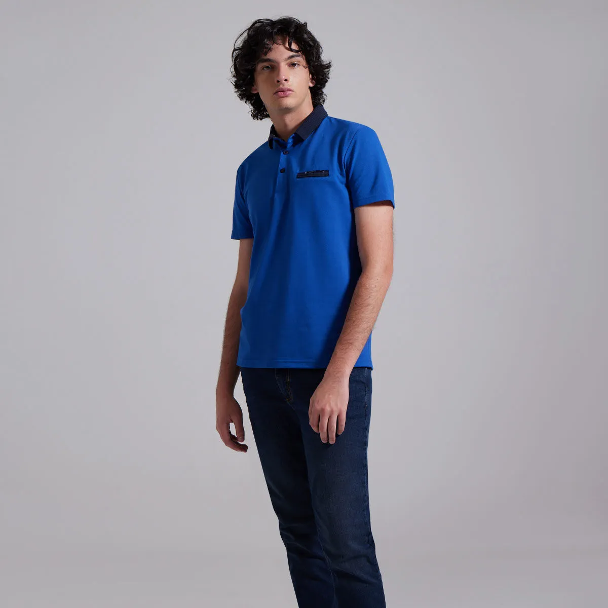 Polo Cuello Tejido Para Hombre