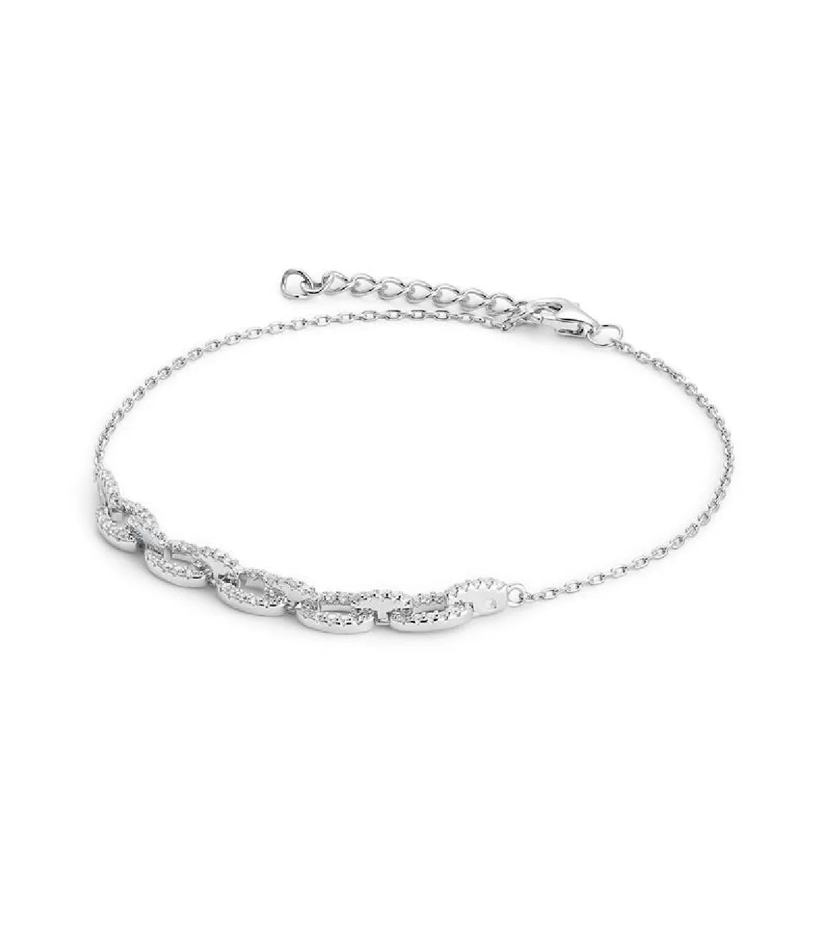 PULSERA ITEMPORALITY JOIN PLATA RODIO ESLABONES Y CIRCONITAS BLANCAS  SBR101107UU