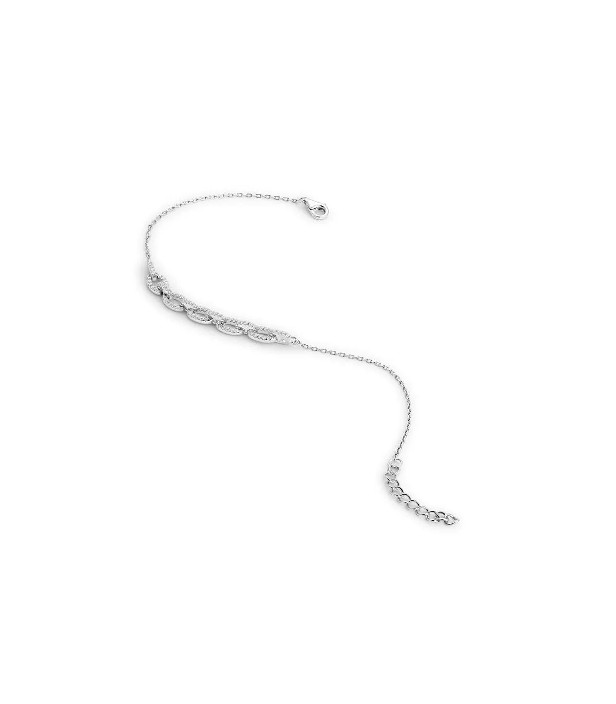 PULSERA ITEMPORALITY JOIN PLATA RODIO ESLABONES Y CIRCONITAS BLANCAS  SBR101107UU