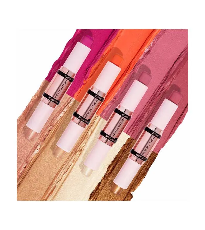 REVOLUTION  DúO DE COLORETE E ILUMINADOR EN STICK  HIGHLIGHTER SHINE