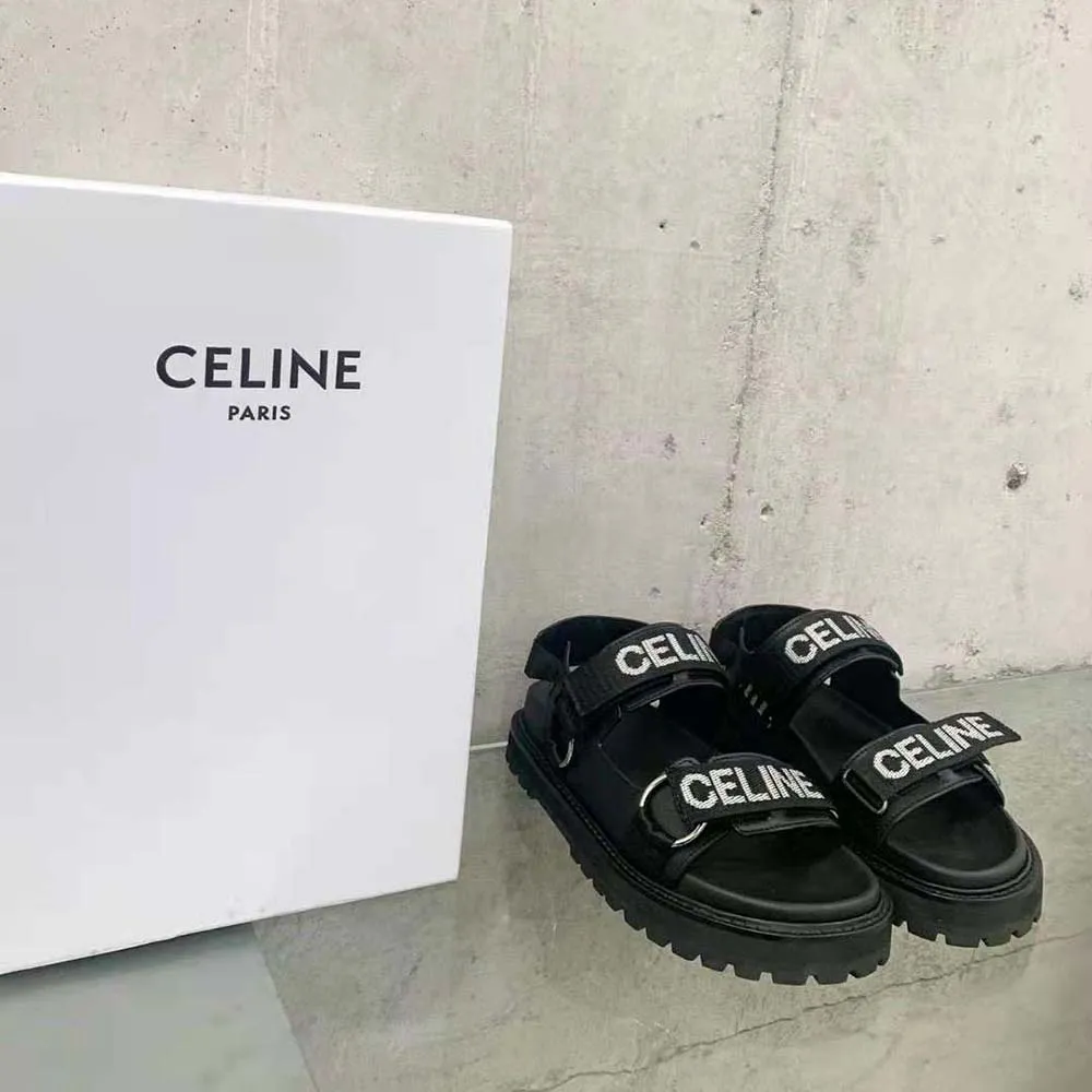 SANDALIA MUJER CELINE BULKY OUTDOOR EN PIEL DE TERNERANEGRO