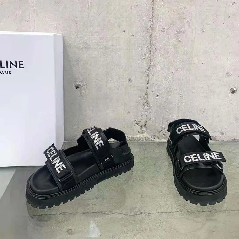SANDALIA MUJER CELINE BULKY OUTDOOR EN PIEL DE TERNERANEGRO