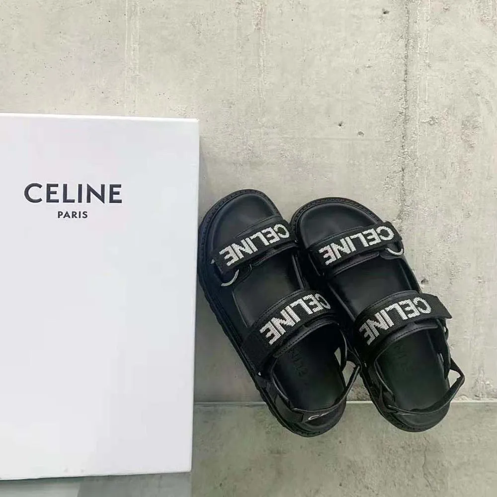 SANDALIA MUJER CELINE BULKY OUTDOOR EN PIEL DE TERNERANEGRO