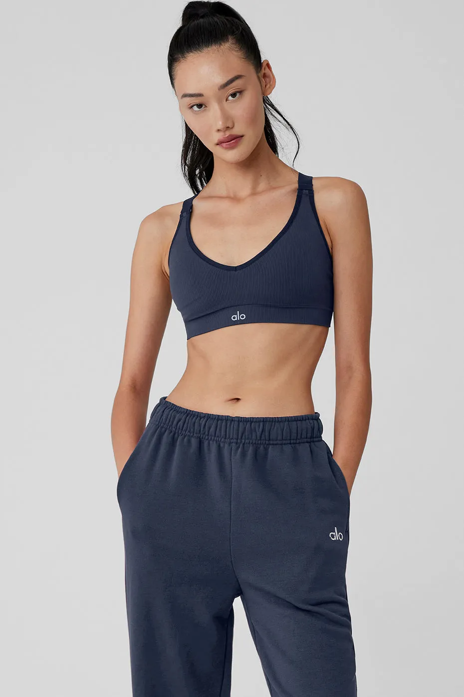SEAMLESS RIBBED FAVORITE BRA  NAVY