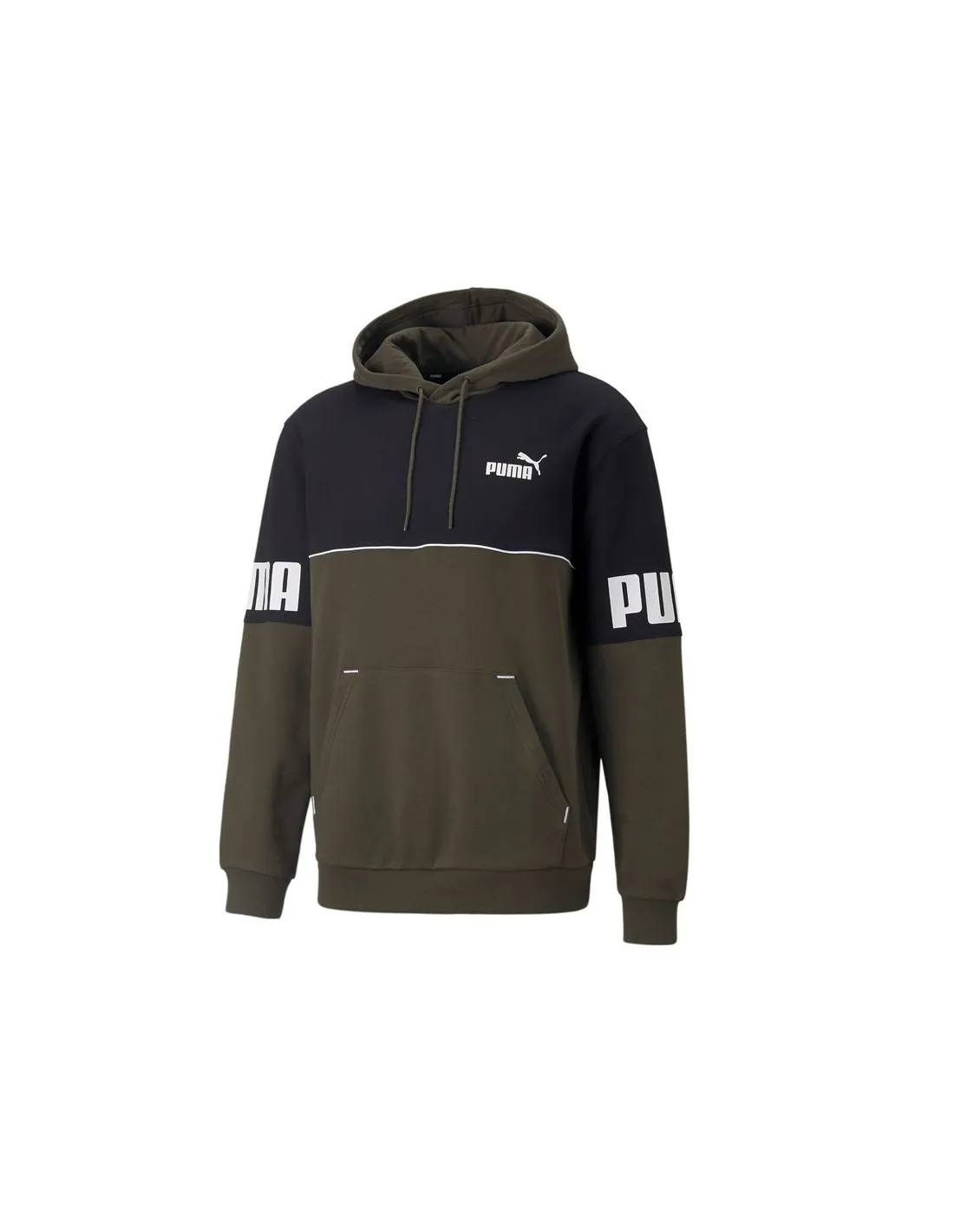 Sudadera Puma Power Colorblock Hoodie FL Hombre Green