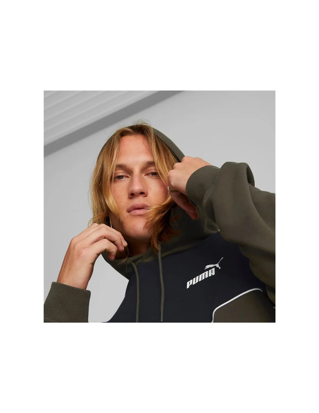 Sudadera Puma Power Colorblock Hoodie FL Hombre Green