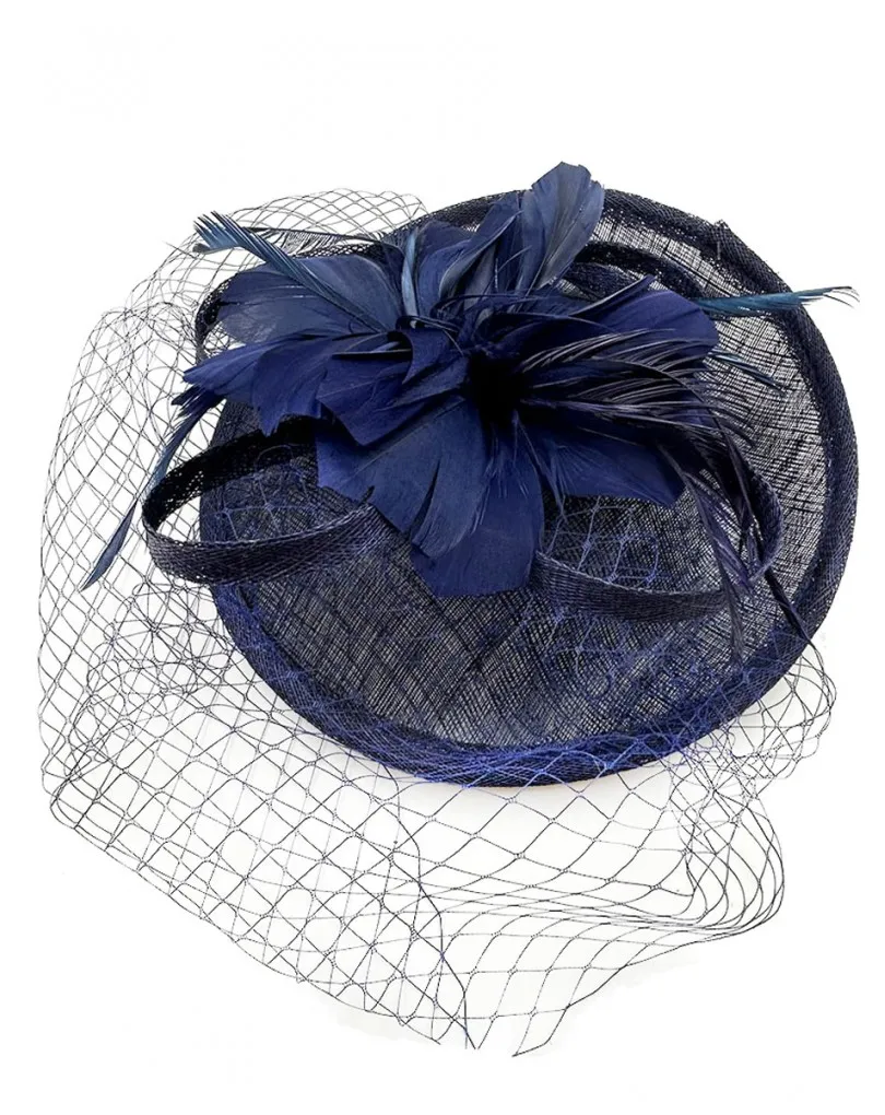 TOCADOS BODA AZULES MARINO MUY ELEGANTES Y FACILES DE PONER