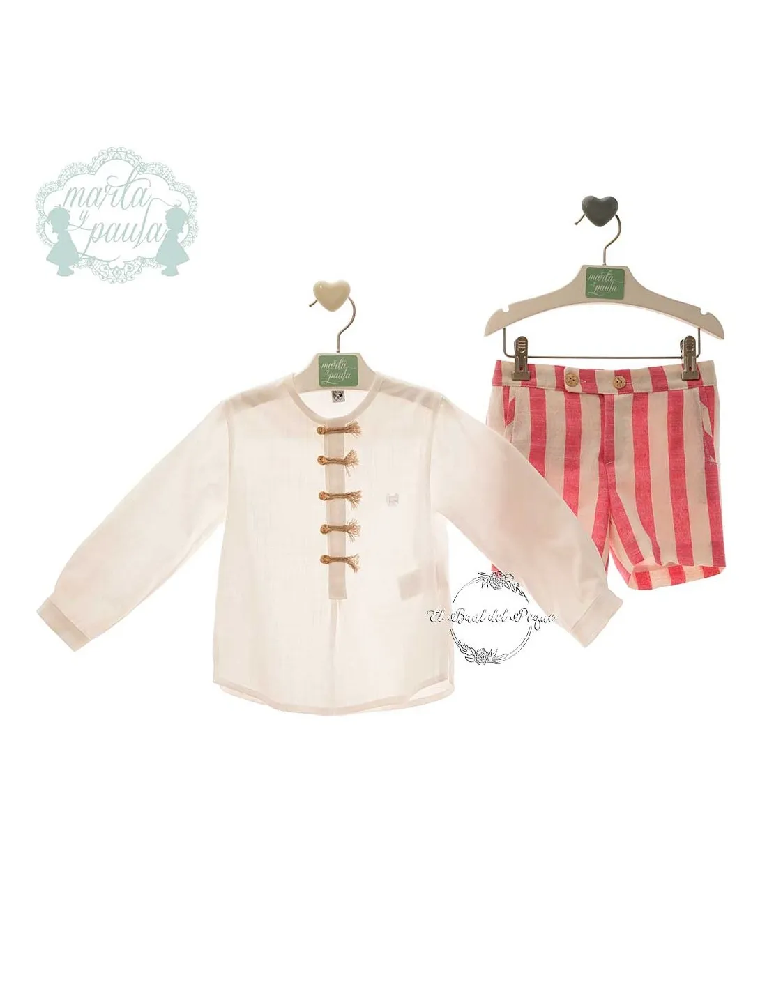 Traje Niño Camisa y Bermuda Marta y Paula Familia Flora