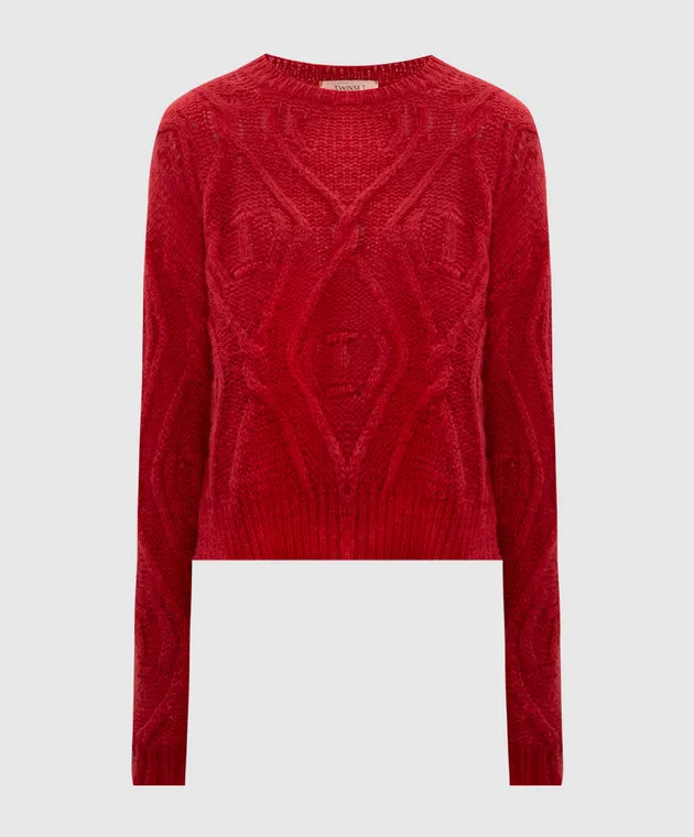 Twinset Red sweater with wool in a textured pattern