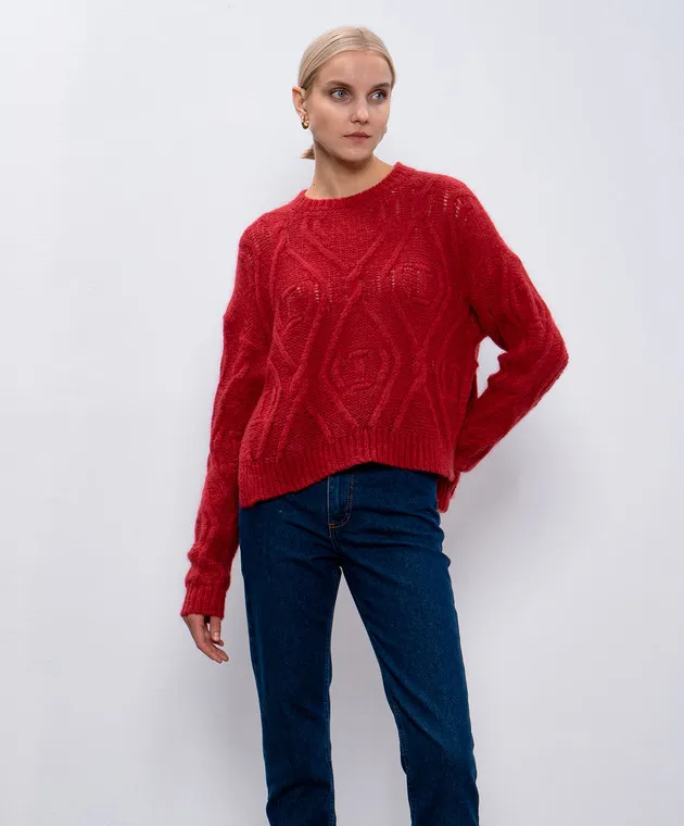 Twinset Red sweater with wool in a textured pattern