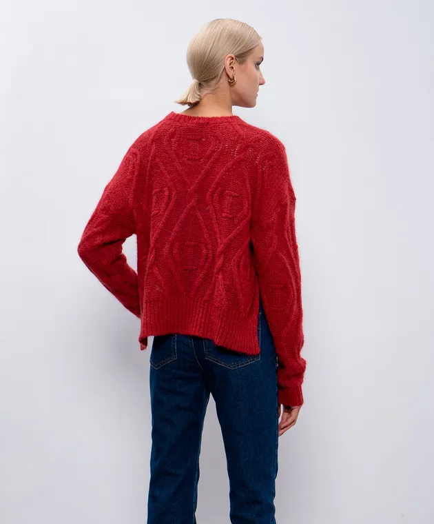 Twinset Red sweater with wool in a textured pattern