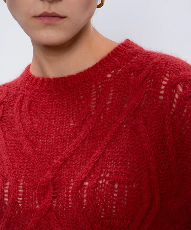 Twinset Red sweater with wool in a textured pattern