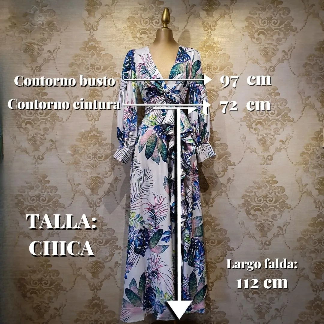 Vestido Blanco Largo Estampado de Día
