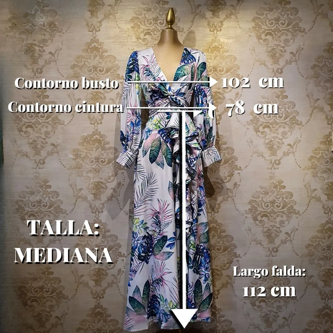 Vestido Blanco Largo Estampado de Día