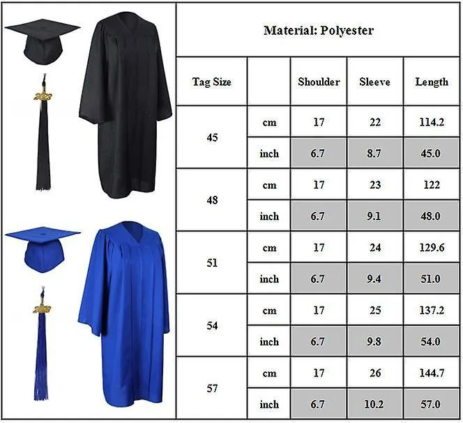 Vestido de graduación para adultos y gorra con borla para el disfraz de bachillerato y universitario 2023