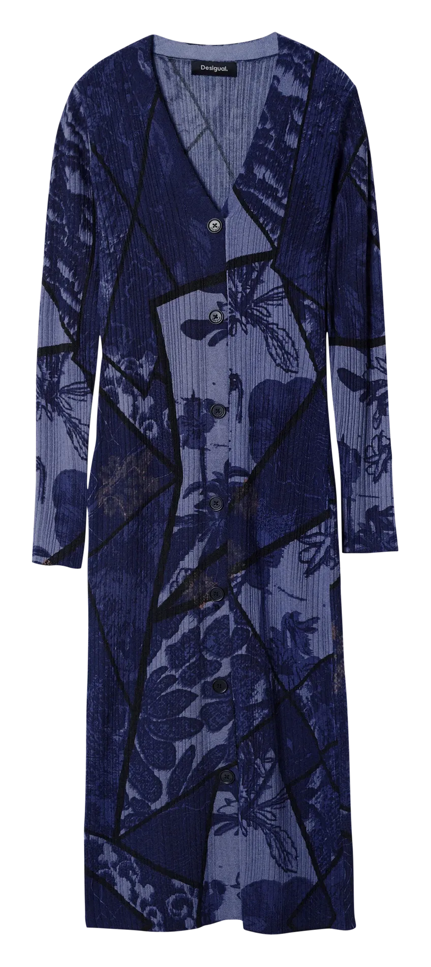 Vestido midi ajustado estampado en azul